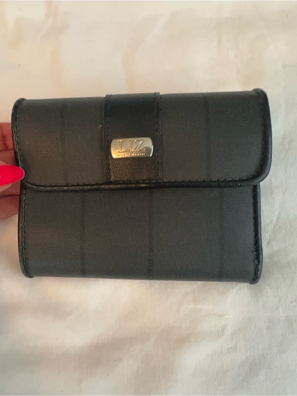 Liz Claiborne Black Leather Snap Phone Wallet